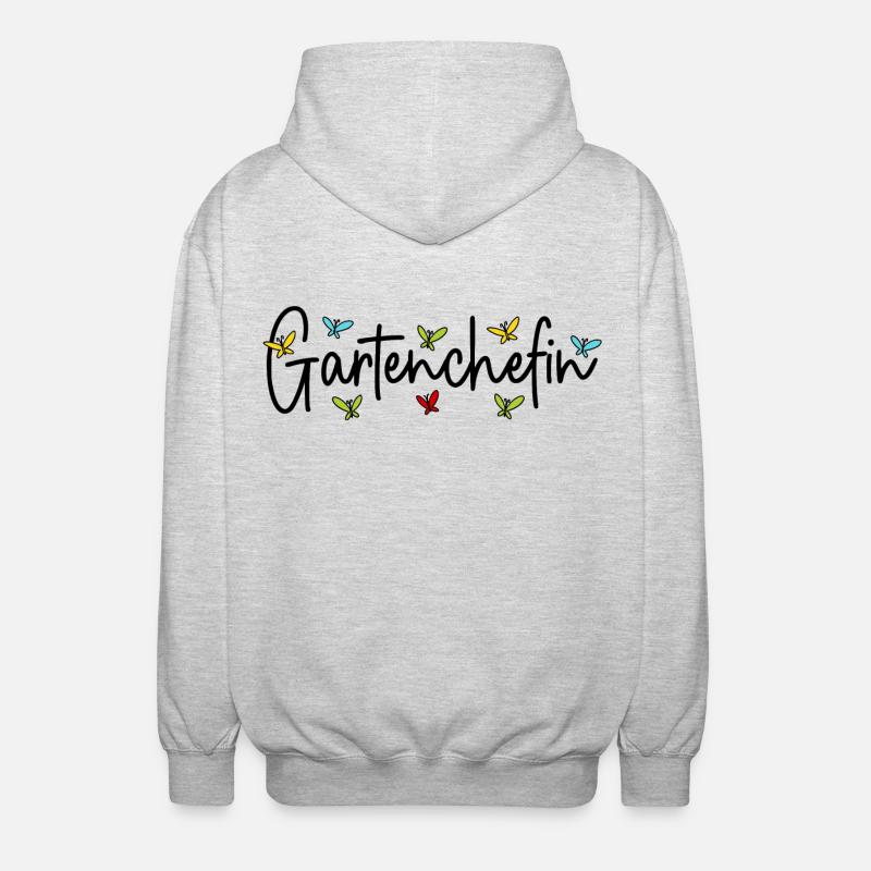 Garten Chefin Gärtnerin Gartenarbeit Gartenchefin - Unisex Kapuzenjacke - Hellgrau meliert