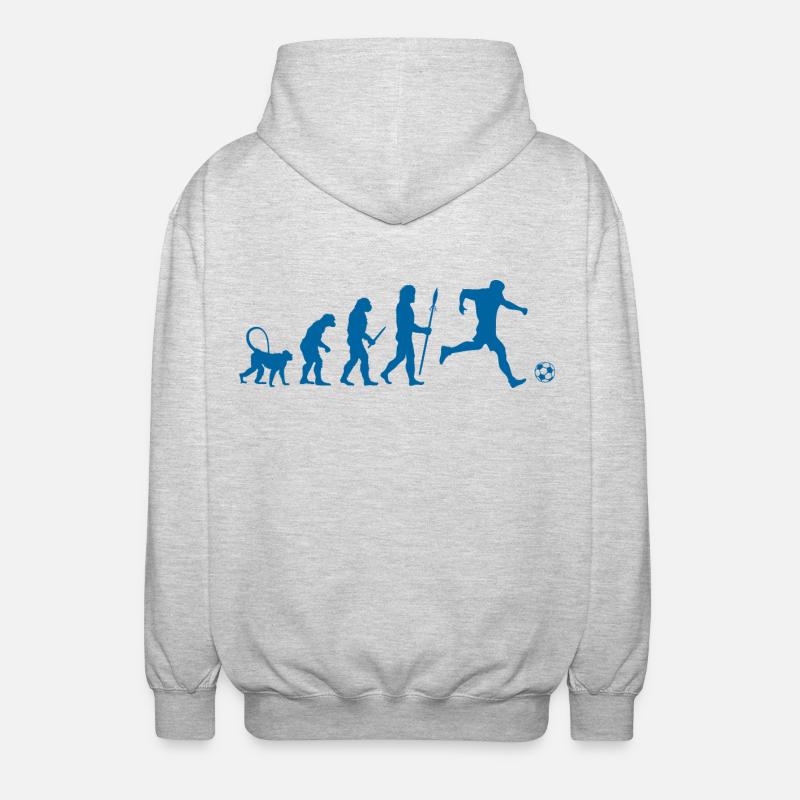 Evolution of a Soccer Player - Unisex Kapuzenjacke - Hellgrau meliert