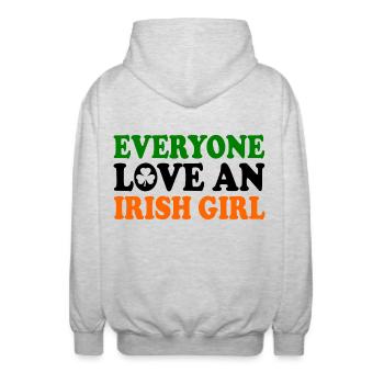 everyone loves an irish girl - Unisex Kapuzenjacke - Hellgrau meliert - Hinten - AI Model Male 185 light (185cm)