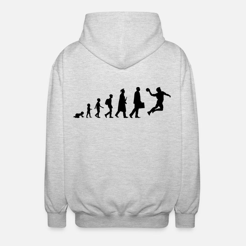 Die Entwicklung eines Handballers - Unisex Kapuzenjacke - Hellgrau meliert