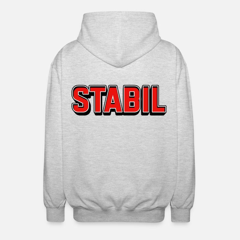 Stabil Knallrot Blockschrift - Unisex Kapuzenjacke - Hellgrau meliert