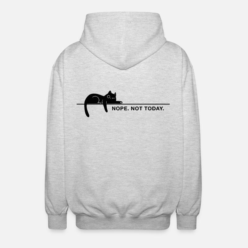 Nope. Not today. – Minimal Katze Statement - Unisex Kapuzenjacke - Hellgrau meliert