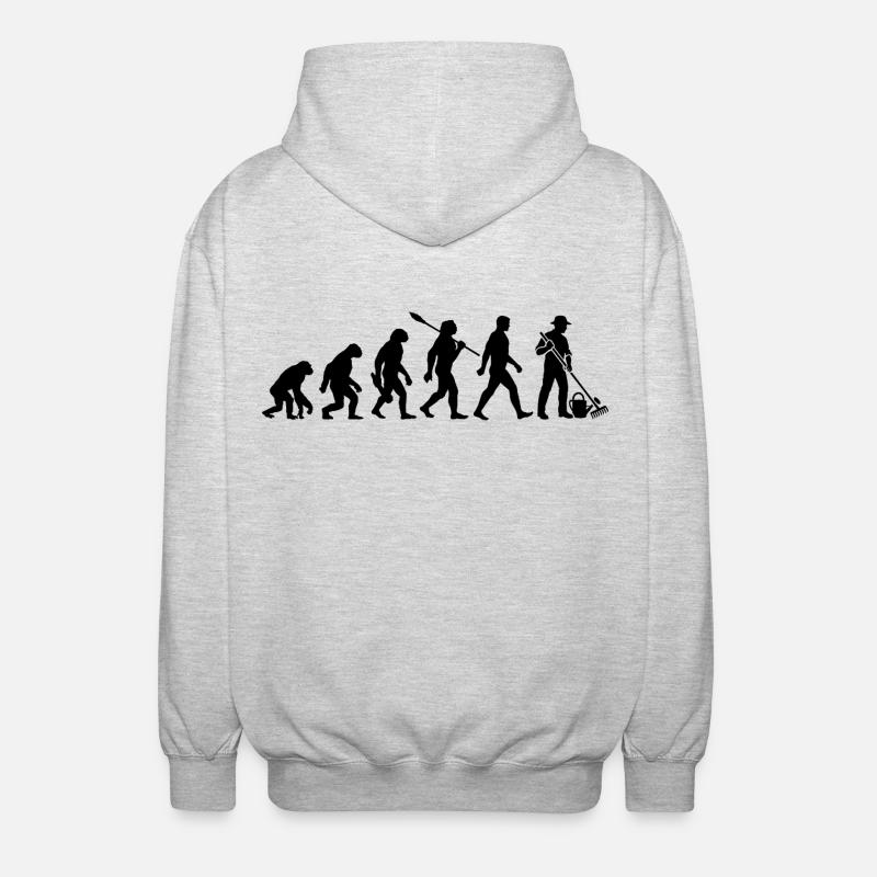 Evolution - Gärtner - Garten - Gartenarbeit - Unisex Kapuzenjacke - Hellgrau meliert