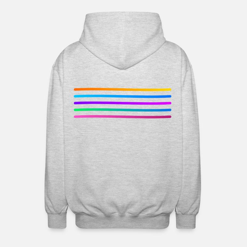 Rainbow Stripe Pattern - Unisex Hooded Jacket - light heather grey