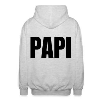 Papi - Veste à capuche unisexe - gris clair chiné - Dos - AI Model Male 185 light (185cm)