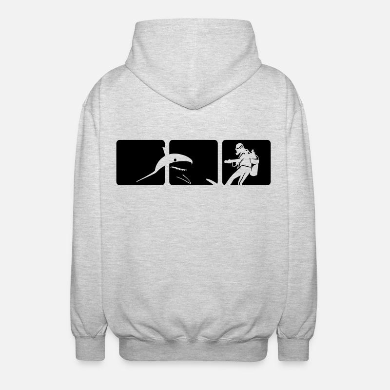 Plongée avec les requins - Veste à capuche unisexe - gris clair chiné