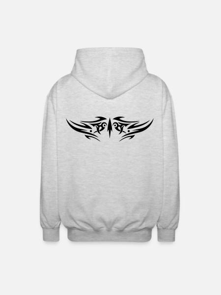 Large jagged Tribal Tattoo ornament. - Unisex Hooded Jacket - light heather grey