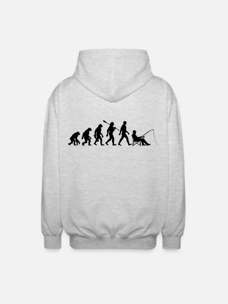 Evolution - Fishing, Angler Gift - Unisex Hooded Jacket - light heather grey