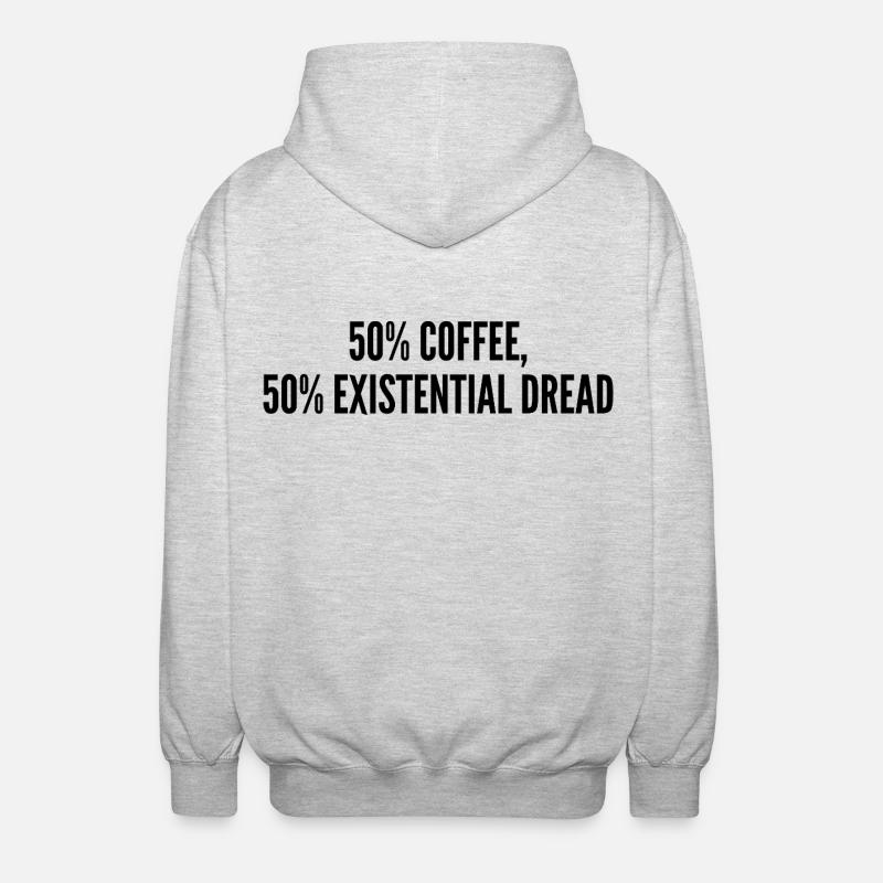 50% coffee 50% existential dread - Veste à capuche unisexe - gris clair chiné