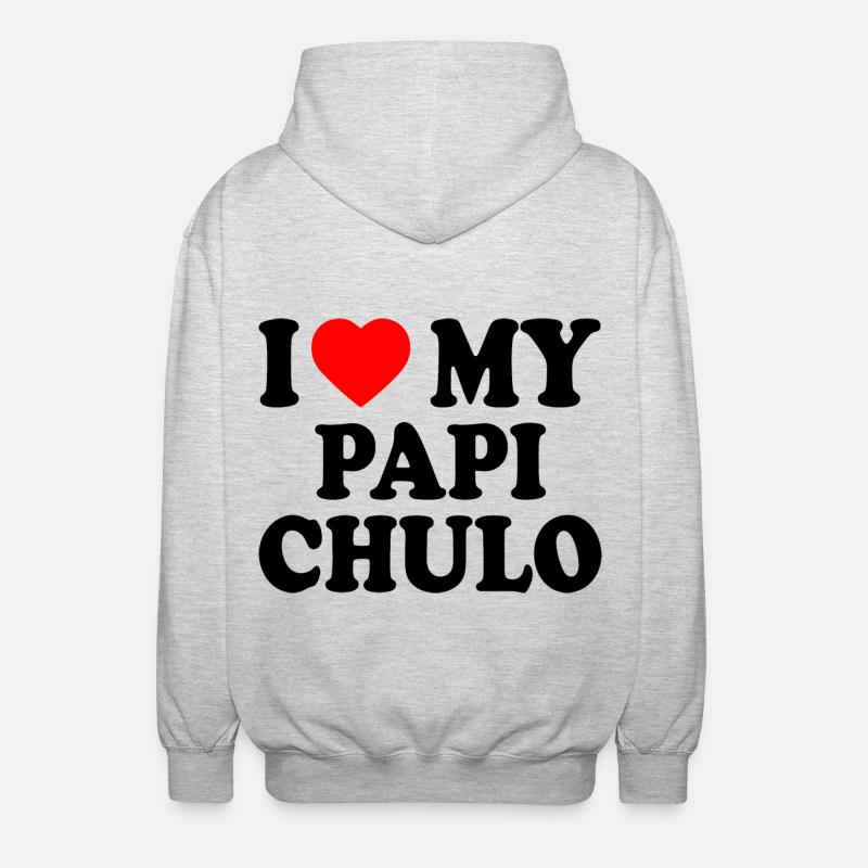 I love my papi chulo - Unisex Kapuzenjacke - Hellgrau meliert