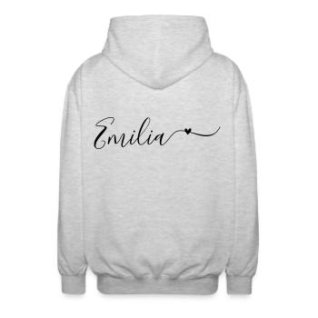Emilia Name First Name Decorative - Unisex Hooded Jacket - light heather grey - Back - AI Model Male 185 light (185cm)