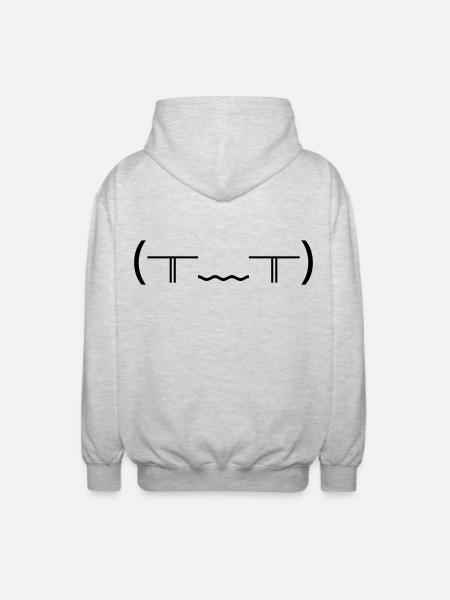 Crying Emote (╥_╥) Violent Tears - Unisex Hooded Jacket - light heather grey