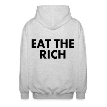 Eat the rich - Unisex Kapuzenjacke - Hellgrau meliert - Hinten - AI Model Male 185 light (185cm)