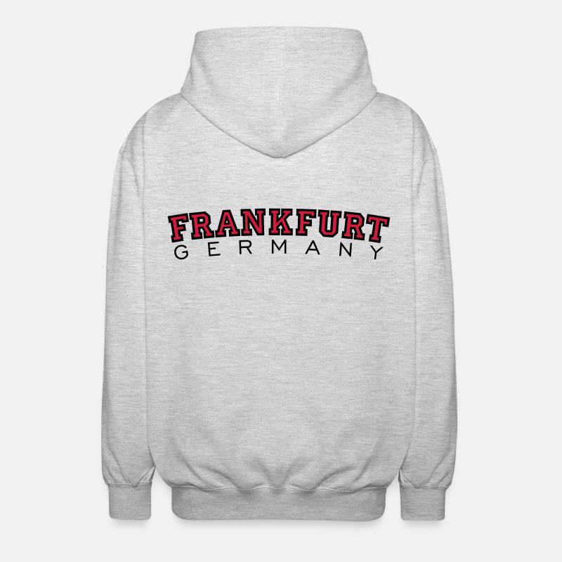 Frankfurt Germany (Rot) - Unisex Kapuzenjacke - Hellgrau meliert