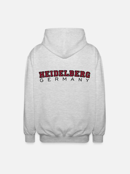 Heidelberg Germany Red/Black - Unisex Hooded Jacket - light heather grey