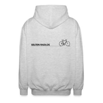 radfahren spruch motivation fahrrad selten radlos - Unisex Kapuzenjacke - Hellgrau meliert - Hinten - AI Model Male 185 light (185cm)
