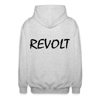 Revolt - Unisex Kapuzenjacke - Hellgrau meliert - Hinten - AI Model Male 185 light (185cm)