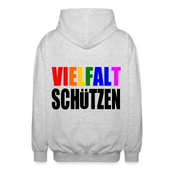vielfalt schützen - Unisex Kapuzenjacke - Hellgrau meliert - Hinten - AI Model Male 185 light (185cm)