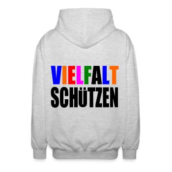 vielfalt schützen - Unisex Kapuzenjacke - Hellgrau meliert - Hinten - AI Model Male 185 light (185cm)