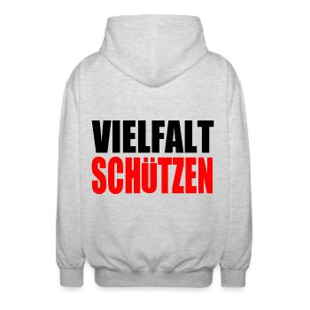 vielfalt schützen - Unisex Kapuzenjacke - Hellgrau meliert - Hinten - AI Model Male 185 light (185cm)