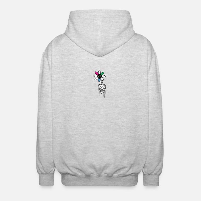 Illustration de crâne de fleur vive - Veste à capuche unisexe - gris clair chiné