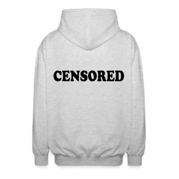 censored - Unisex Hooded Jacket - light heather grey - Back - AI Model Male 185 light (185cm)