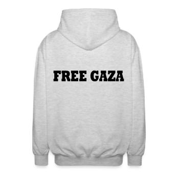Free gaza - Unisex Kapuzenjacke - Hellgrau meliert - Hinten - AI Model Male 185 light (185cm)