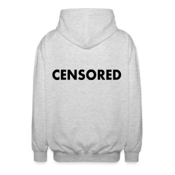 censored - Unisex Hooded Jacket - light heather grey - Back - AI Model Male 185 light (185cm)