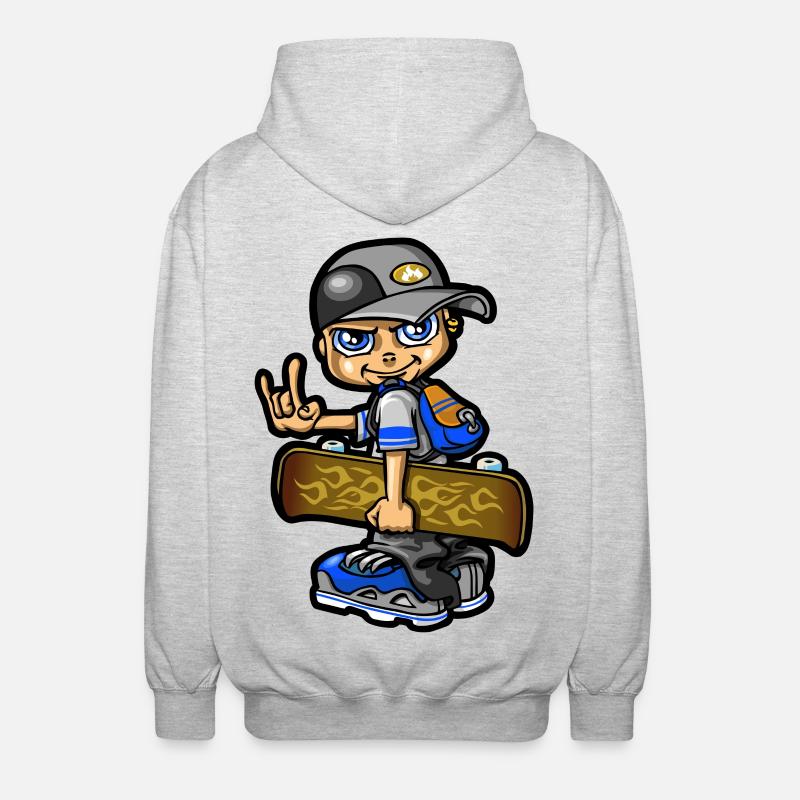 Garçon porte son skateboard - Veste à capuche unisexe - gris clair chiné