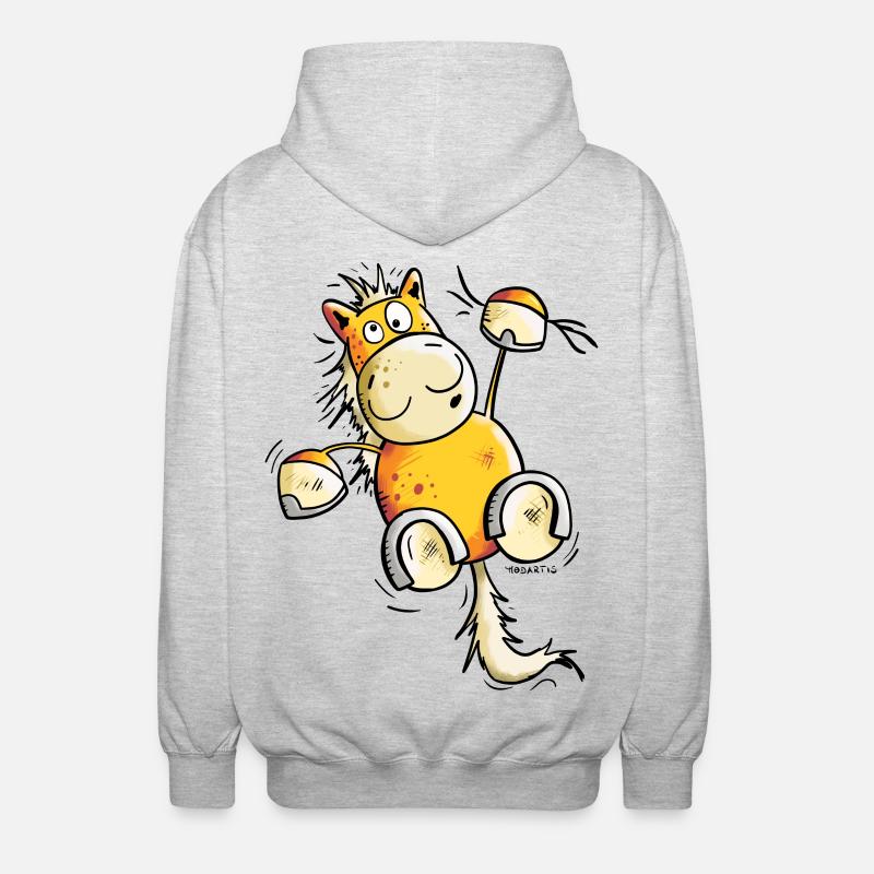 Fuchs Pferd hängt ab - Unisex Kapuzenjacke - Hellgrau meliert