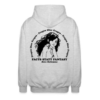 Kira Column Questions About Questions - Unisex Hooded Jacket - light heather grey - Back - AI Model Male 185 light (185cm)