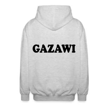 Gazawi gaza - Veste à capuche unisexe - gris clair chiné - Dos - AI Model Male 185 light (185cm)