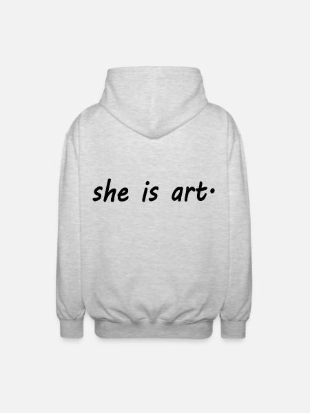 She is art - Unisex Kapuzenjacke - Hellgrau meliert