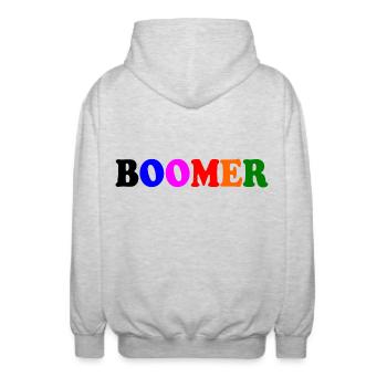 Boomer - Unisex Kapuzenjacke - Hellgrau meliert - Hinten - AI Model Male 185 light (185cm)