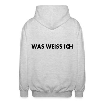 Was weiss ich - Unisex Kapuzenjacke - Hellgrau meliert - Hinten - AI Model Male 185 light (185cm)