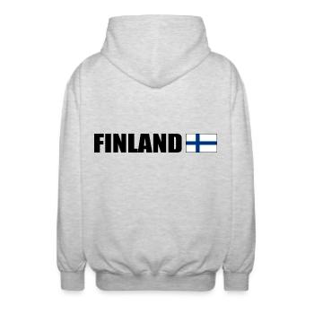 Finnland - Unisex Kapuzenjacke - Hellgrau meliert - Hinten - AI Model Male 185 light (185cm)