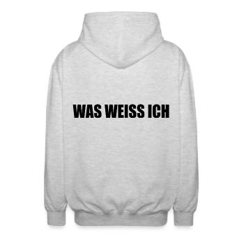 Was weiss ich - Unisex Kapuzenjacke - Hellgrau meliert - Hinten - AI Model Male 185 light (185cm)