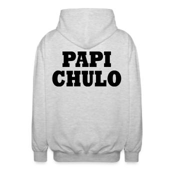 Papi chulo - Unisex Kapuzenjacke - Hellgrau meliert - Hinten - AI Model Male 185 light (185cm)