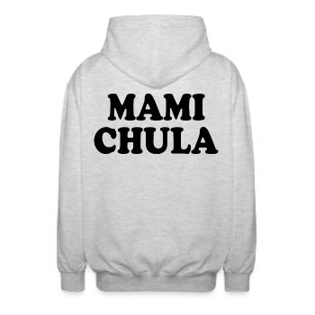 Mami chula - Veste à capuche unisexe - gris clair chiné - Dos - AI Model Male 185 light (185cm)