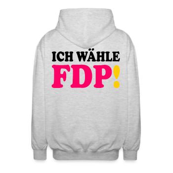 Ich wähle fdp - Unisex Kapuzenjacke - Hellgrau meliert - Hinten - AI Model Male 185 light (185cm)