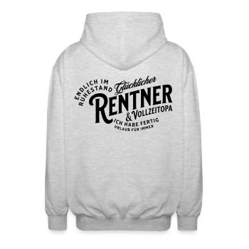 Glücklicher Rentner & Vollzeitopa - Unisex Kapuzenjacke - Hellgrau meliert - Hinten - AI Model Male 185 light (185cm)