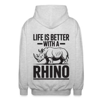 Rhinoceros - Unisex Hooded Jacket - light heather grey - Back - AI Model Male 185 light (185cm)