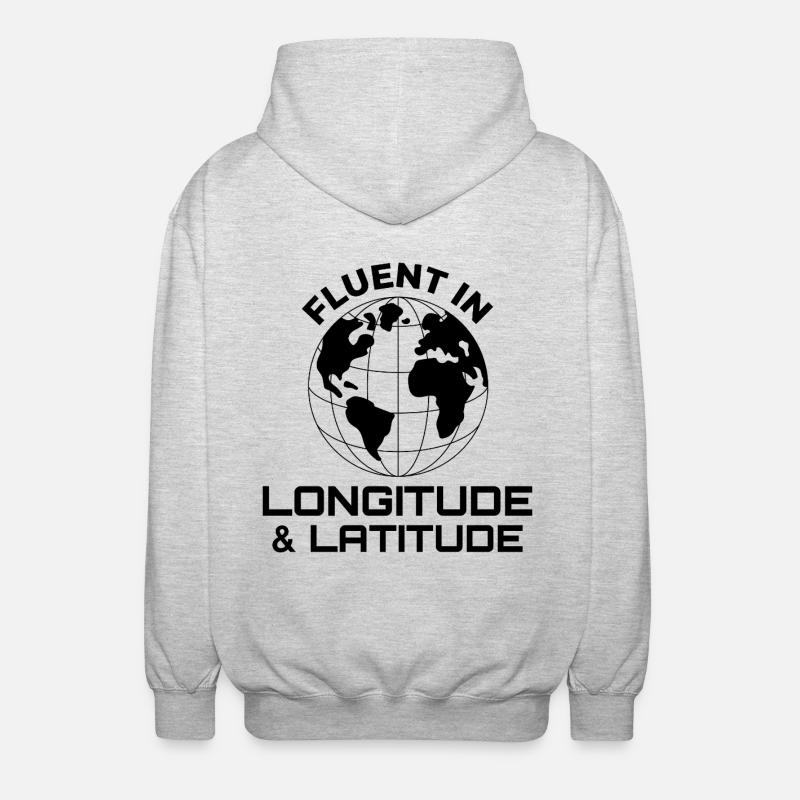Fluent Longitude Latitude GIS Globe - Veste à capuche unisexe - gris clair chiné