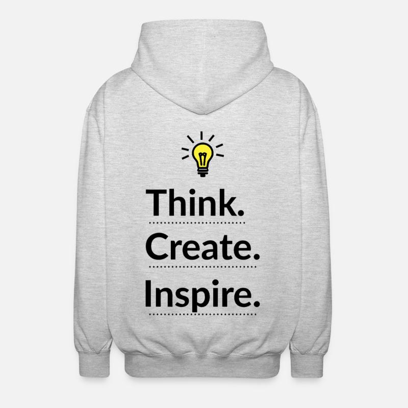 Think Create Inspire Glühbirne - Unisex Kapuzenjacke - Hellgrau meliert