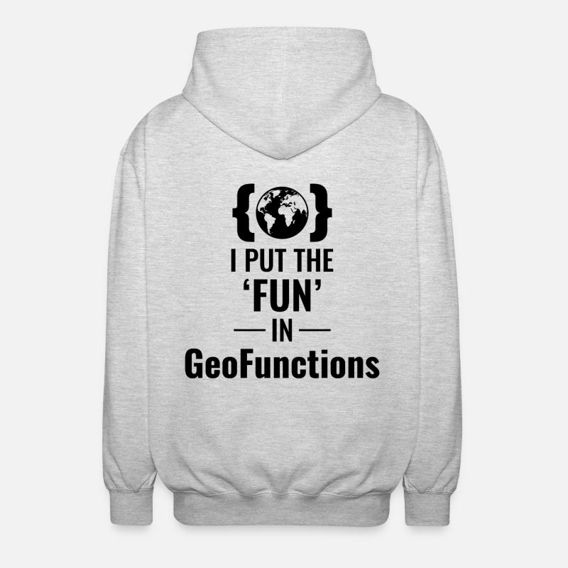 GeoFunctions GIS Programming Developer Fun - Unisex Hooded Jacket - light heather grey