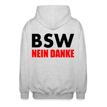 Bsw non merci - Veste à capuche unisexe - gris clair chiné - Dos - AI Model Male 185 light (185cm)