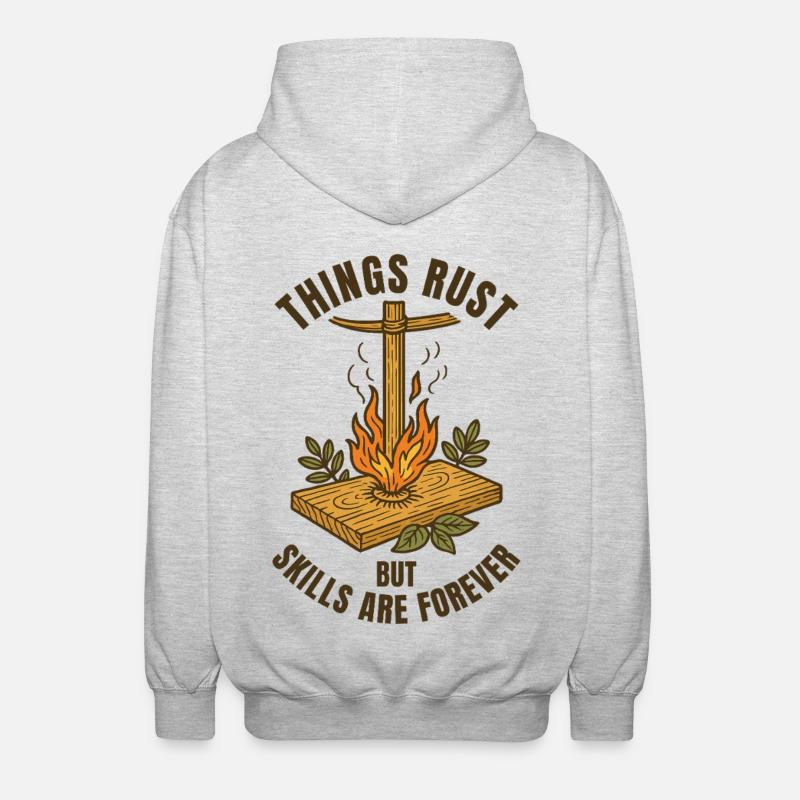Things Rust Skills Forever Prepper Survival - Unisex Hooded Jacket - light heather grey