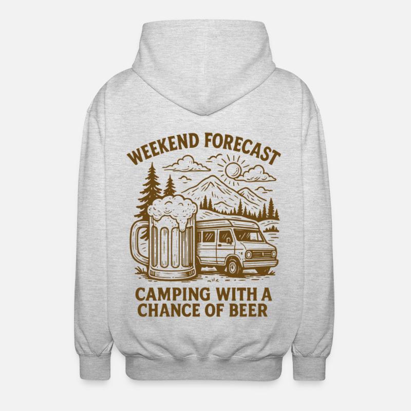 Wochenendvorhersage Camping Mit Bier - Unisex Kapuzenjacke - Hellgrau meliert