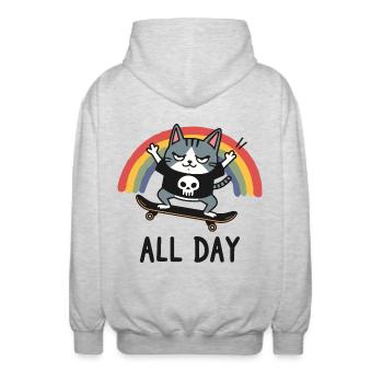 All Day - Unisex Kapuzenjacke - Hellgrau meliert - Hinten - AI Model Male 185 light (185cm)