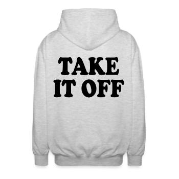 Take it off - Unisex Hooded Jacket - light heather grey - Back - AI Model Male 185 light (185cm)